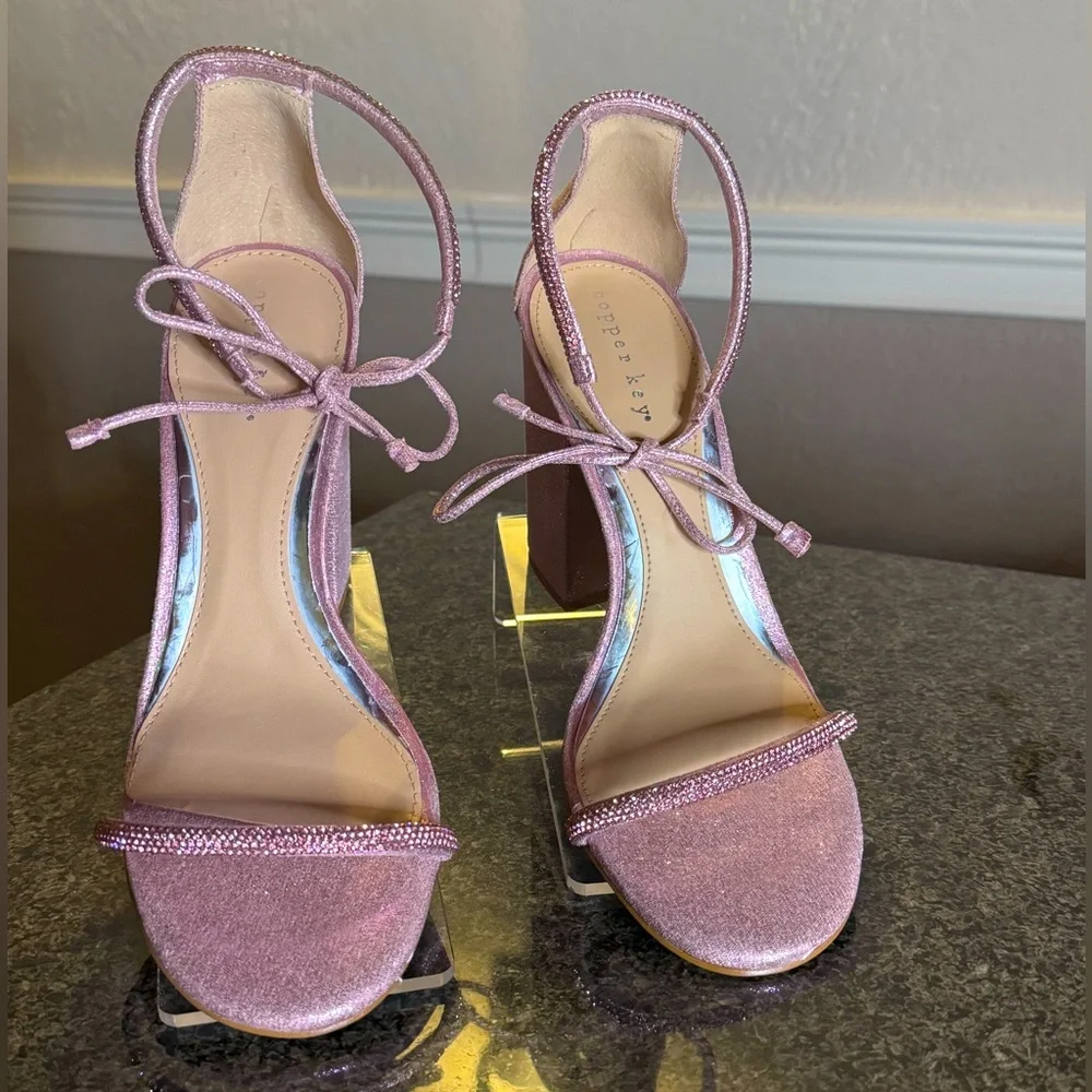 NWOT Copper Key Dance Party Rhinestone Dress Sandals - Picture 3 of 4